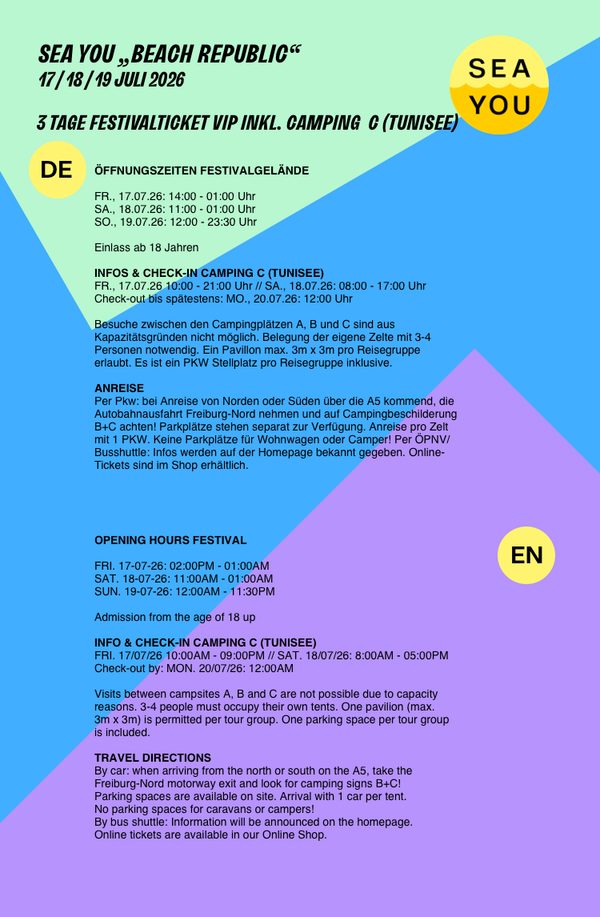 3 TAGE KOMBITICKET VIP Camping C Tunisee 2027