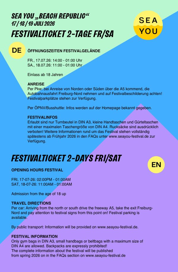 2 TAGE FESTIVALTICKET FR/SA 2026