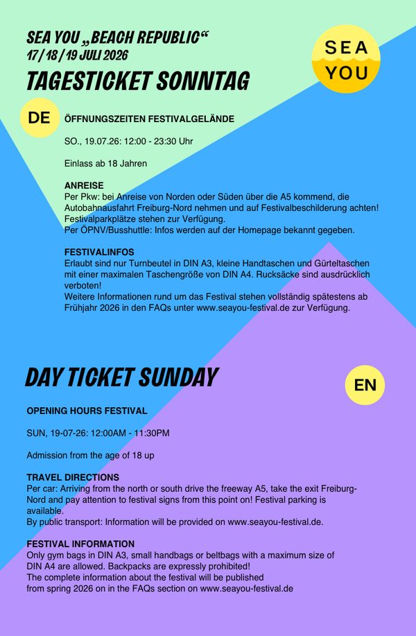 TAGESTICKET SONNTAG 2026
