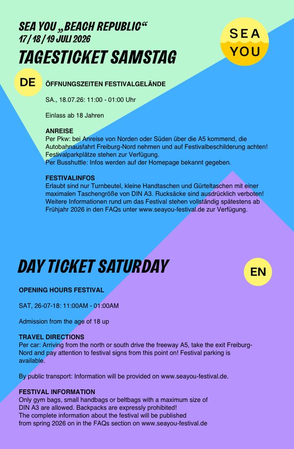 TAGESTICKET SAMSTAG 2026